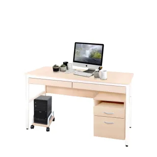 【DFhouse】巴菲特電腦辦公桌+雙抽屜+主機架+活動櫃(3色)