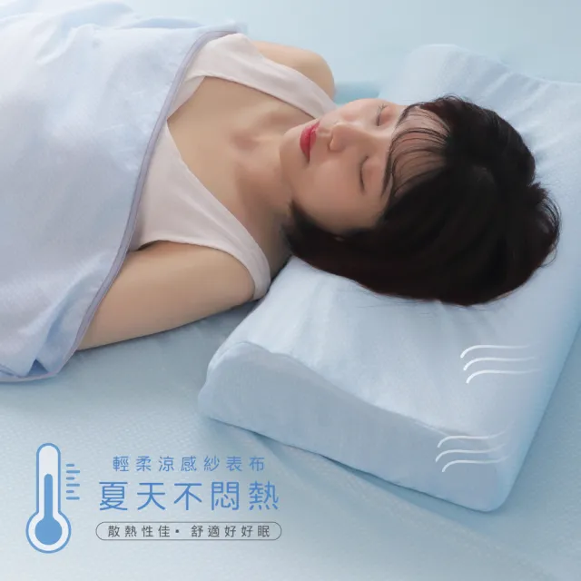 【1/3 A LIFE】盛夏涼感56cm人體工學型50D記憶枕(2入)