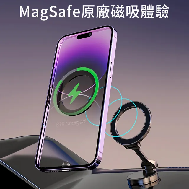 【創特】望月鋅合金強力磁吸支架 旋轉摺疊 MagSafe手機架 iPhone汽車用儀表板導航車架 3M底膠