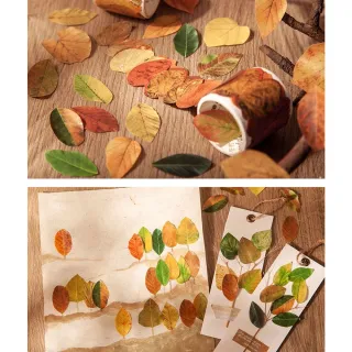 6款/組 仿真樹葉貼 和紙膠帶(每卷50枚 10款葉片)