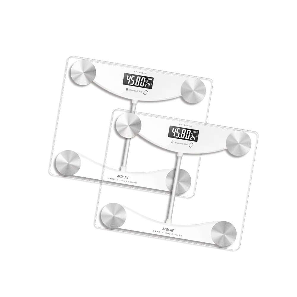 【Dr.AV 聖岡科技】BT-3024W 智能藍牙體重計-2入(體重計、藍芽體重計、電子秤、秤)