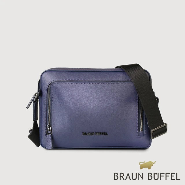 BRAUN BUFFEL 德國小金牛 台灣總代理 維克多-D 橫式斜背包-午夜藍(BF512-TW61-MNB)