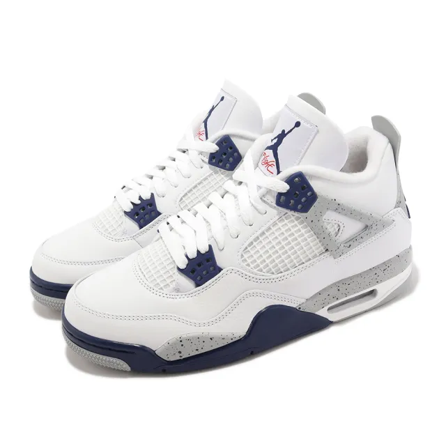 NIKE 耐吉】休閒鞋Air Jordan 4 Retro Midnight Navy 白灰深藍男鞋AJ4