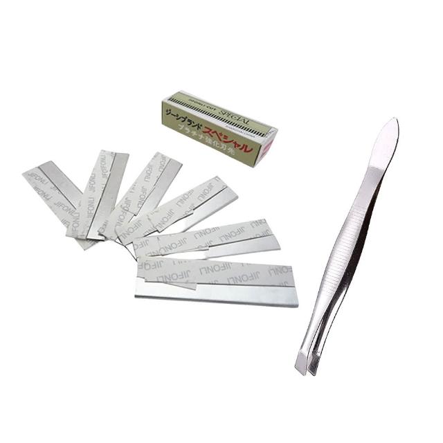 【kiret】修眉刀片 不鏽鋼羽毛刀片 修剪眉毛 刮除臉部汗毛 超值30入 贈不銹鋼眉夾