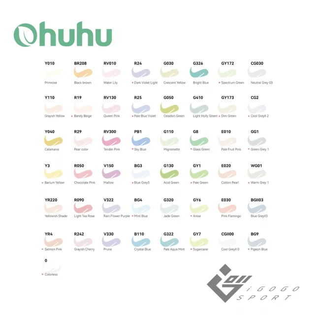 【Ohuhu】Honolulu 48色雙頭酒精性麥克筆套組 - 柔和色系(綠色調)