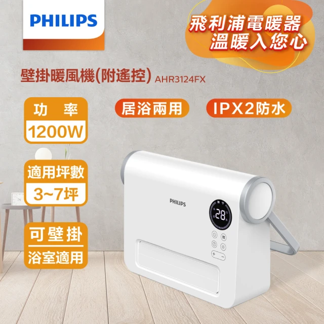 Philips 飛利浦 壁掛暖風機/陶磁電暖器-可遙控(AHR3124FX)