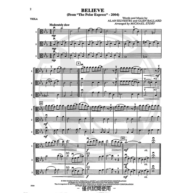 【Kaiyi Music 凱翊音樂】電影曲三重奏樂譜 可混3種樂器-中提琴 第1-4級
