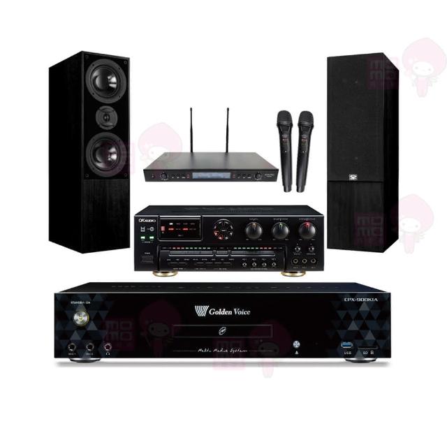 【金嗓】CPX-900 K1A+OKAUDIO AK-7+SR-889PRO+DM-835II 黑(4TB點歌機+擴大機+無線麥克風+卡拉OK喇叭)