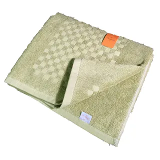 【ELEGANCE】歐普格紋毛巾被綠色