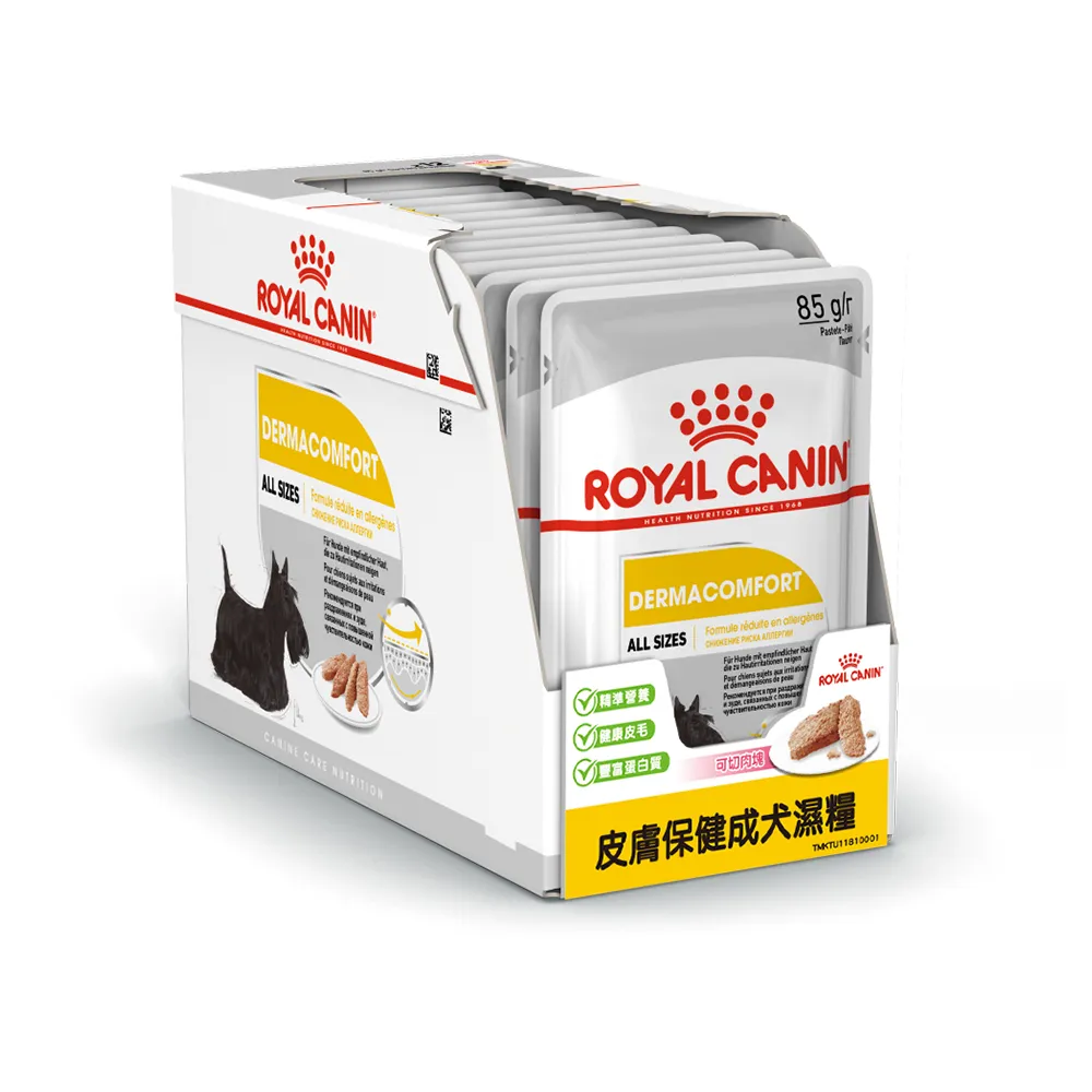 【ROYAL 法國皇家】皮膚保健成犬濕糧 DMW 85Gx12包/盒(主食餐包 機能添加)