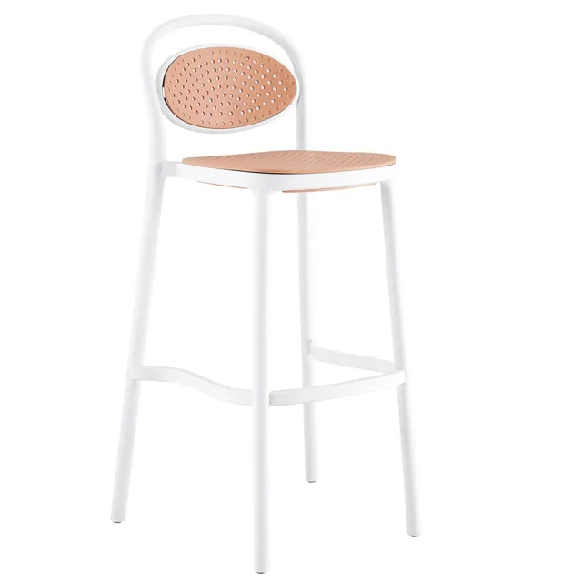 【AT HOME】三入組白色塑料藤吧台椅/餐椅/休閒椅 現代簡約(中悅)