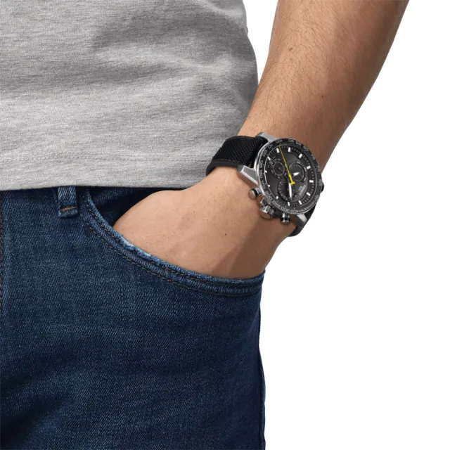 【TISSOT 天梭 官方授權】SUPERSPORT CHRONO 三眼計時手錶-45.5mm 情人節 禮物(T1256171705102)
