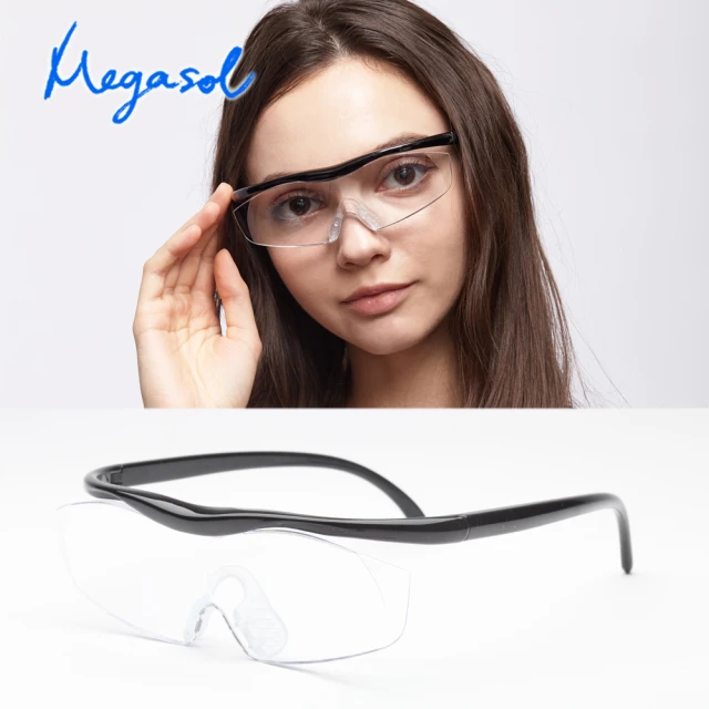 【MEGASOL】外掛式無度數抗藍光精細工作鏡(時尚加大框型-MF003)