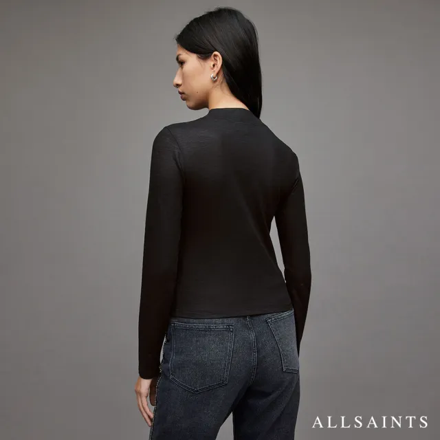 【ALLSAINTS】FRANCESCO RINA 天絲混紡貼身公羊頭骨高領上衣- 黑白2色 WM298V(貼身版型)