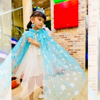 【UniKids】現貨 女童裝公主披風飾品套裝 萬聖節聖誕節角色扮演變裝派對 XFSP28-2F(藍)