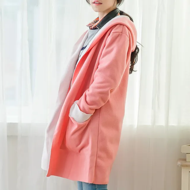 【良池】連帽無釦搖立絨保暖居家服披肩外套(居家防寒Fleece加絨居家毯)