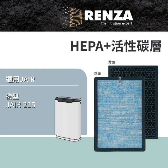 RENZA 適用 JAIR JAIR-215 空氣清淨機(2合1HEPA+活性碳濾網 濾芯)