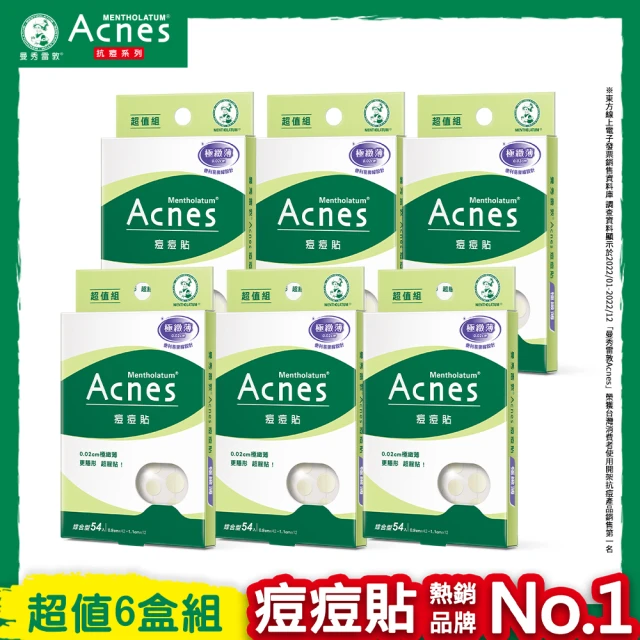 【曼秀雷敦】Acnes痘痘貼 極緻薄 綜合型 6盒組(54入裝/盒 共324入裝)