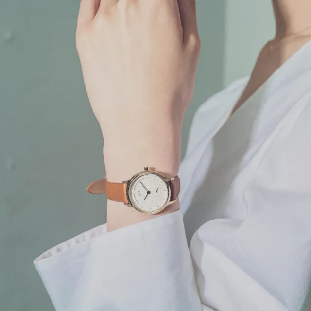 【ete】簡約個性大錶徑皮革腕錶(棕色)