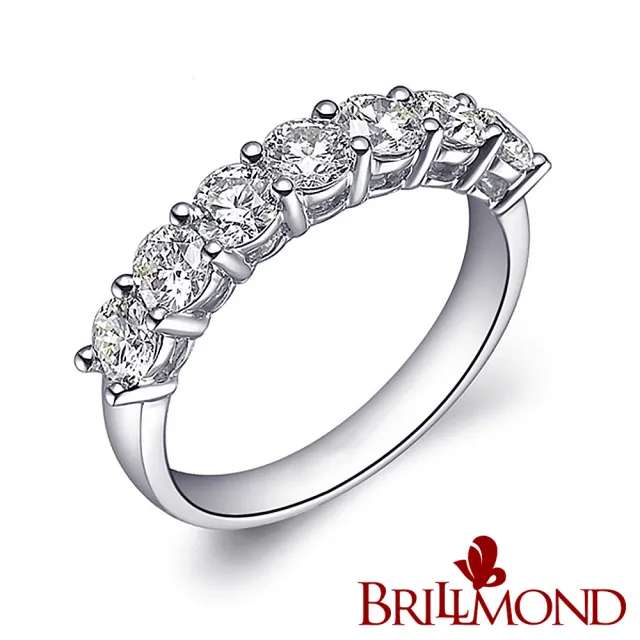 【BRILLMOND JEWELRY】PT950鉑金 70分 天然鑽石線戒(天然鑽石總重70分 PT950鉑金台)