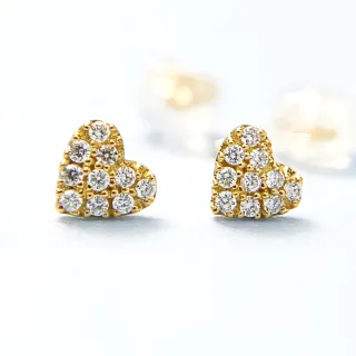 【BRILLMOND JEWELRY】輕珠寶 鑽石耳環 10分 18K 黃金 心型款(天然鑽石總重10分 全18K金台)