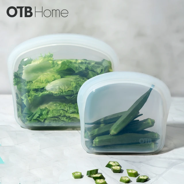 【OTB HOME】3D鉑金矽膠保鮮袋1+1組 800ml+1800ml 多色任選(副食品儲存袋 料理袋 可隔水加熱 可機洗)