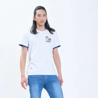 【5th STREET】男裝美式假兩件袖短袖T恤-白色