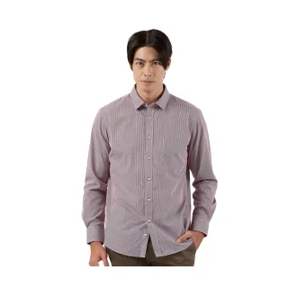 【Blue River 藍河】男裝 紅色長袖襯衫-細格紋(日本設計 純棉舒適)
