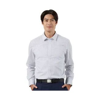 【Blue River 藍河】男裝 白色長袖襯衫-經典小細格紋(日本設計 純棉舒適)