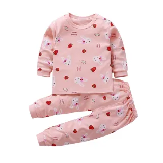 【Baby 童衣】任選 居家套裝 兒童睡衣 薄長袖套裝 寶寶居家服 88020(粉白兔)