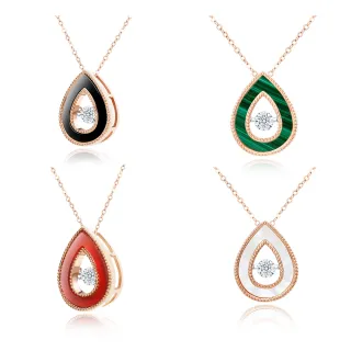 【King Star】18K玫瑰金水滴靈動 天然鑽墜-4款任選(20分視覺效果)