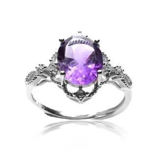 【Naluxe】紫水晶 2克拉宮庭風 活動圍戒指(開智慧、招財、迎貴人、二月誕生石)