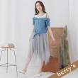 【betty’s 貝蒂思】假兩件露肩撞色不規則下擺洋裝(灰色)