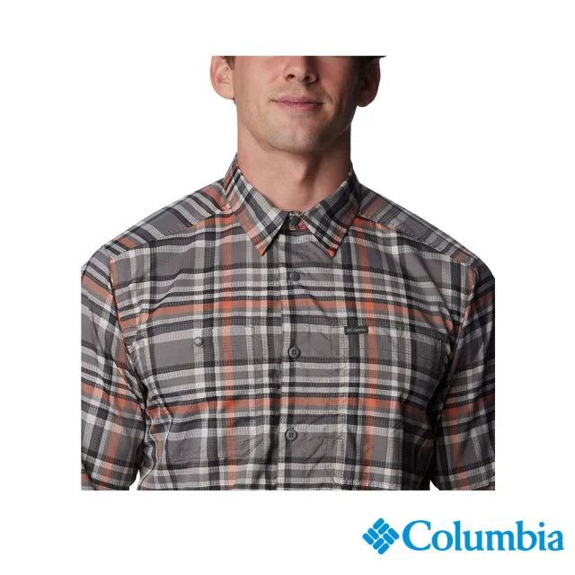 【Columbia 哥倫比亞 官方旗艦】男款-Silver Ridge™UPF50快排格紋長袖襯衫-灰色(UAM35990GY/HF)