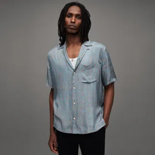 【ALLSAINTS】INVERSE 人造絲粉色豹紋印花夏威夷襯衫 MS057Z(舒適版型)