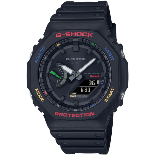 【CASIO 卡西歐】G-SHOCK 藍牙 太陽能 八角防護構造雙顯手錶 禮物 開學(GA-B2100FC-1A/速)