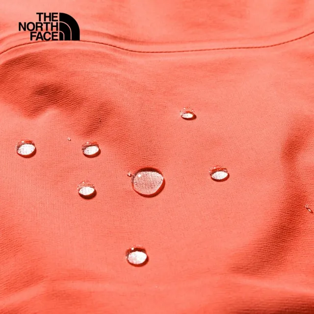 【The North Face】北面女款橘色防水透氣多口袋設計連帽衝鋒衣｜82WQODF