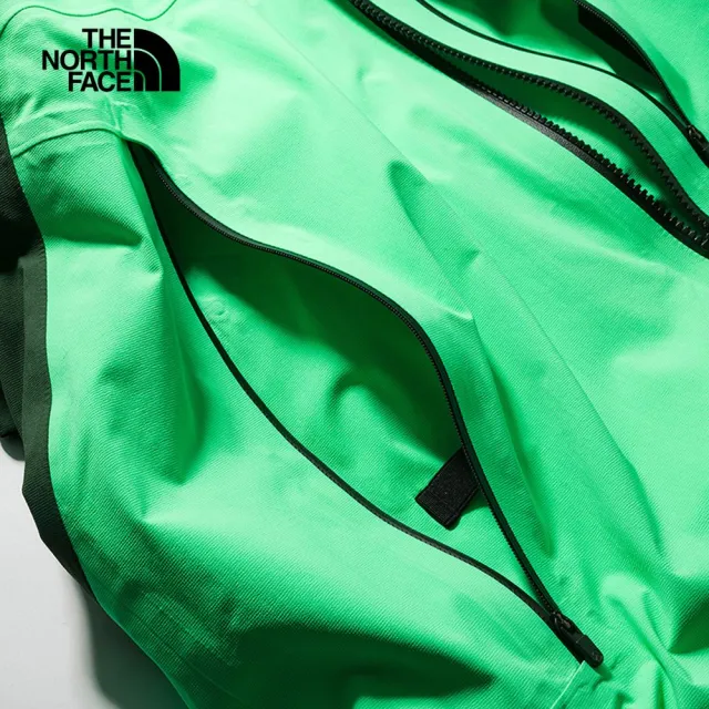 【The North Face 官方旗艦】北面男款綠色拼接防水透氣可調節連帽衝鋒衣｜82WK8YK