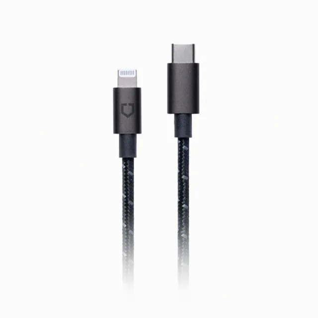 【RHINOSHIELD 犀牛盾】Lightning to USB-C for 1M ∣ 1公尺 黑色編織款充電線/傳輸線(iPhone/iPad適用)