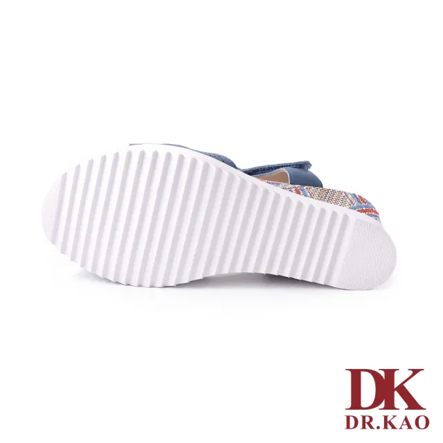 【DK 高博士】波西米亞 編織 厚底 涼鞋 女款 75-3358-70 藍色