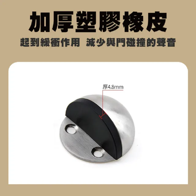 【歐樂生活館】不鏽鋼半圓門檔 門擋器 磁吸門擋 半圓形(橡膠固定戶擋 半圓形門檔 免打孔)