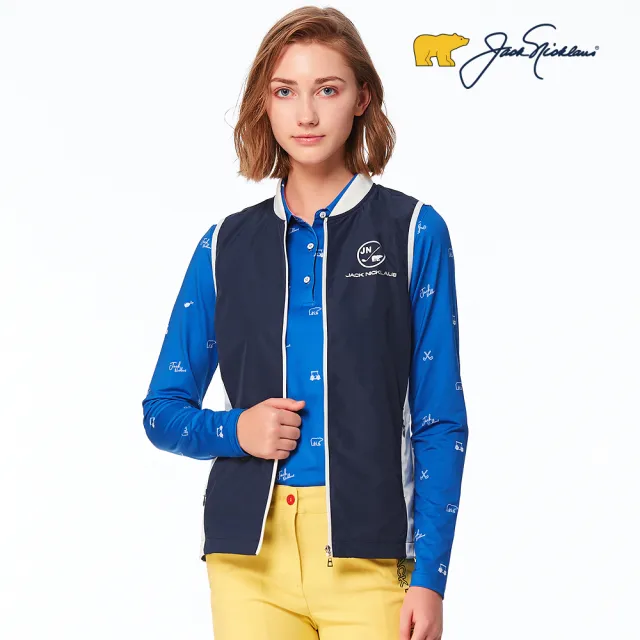 【Jack Nicklaus 金熊】GOLF女棒球領輕量背心(藍色)