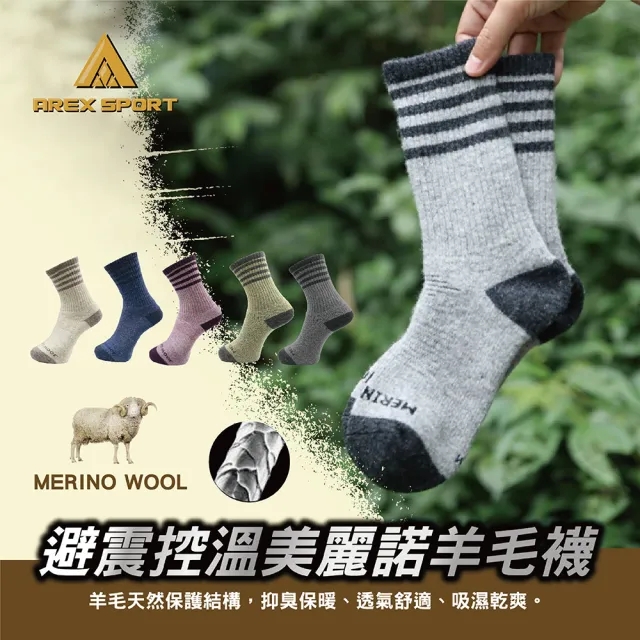 【AREXSPORT】美麗諾羊毛襪 毛巾襪 雪地襪 保暖襪 厚底避震控溫 百岳山友推薦 羊毛100％ 台灣製 AS-6325