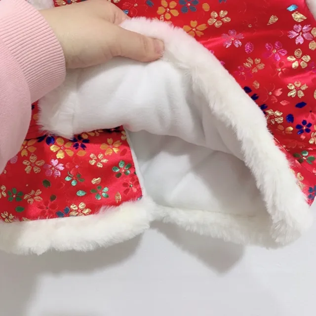 【橘魔法】中國風側開毛領背心(唐裝 新年 衣服 背心 刺繡 中國風 過年 大紅 拜年服 男童 女童 童裝 兒童)