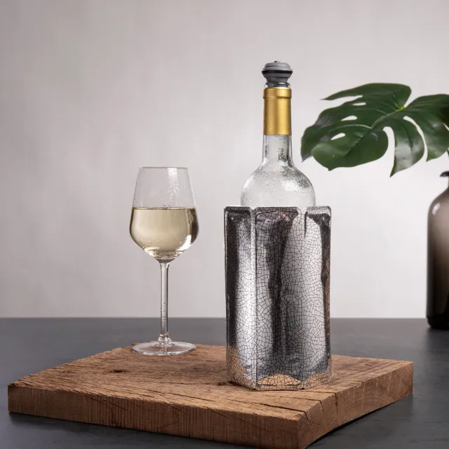 【VACU VIN】荷蘭 軟性保冷冰桶 裂紋銀1L / 冰酒桶 冰鎮桶 保冰桶