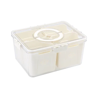 【生活采家】手提加厚分格瀝水保鮮盒(6L大款4分格)