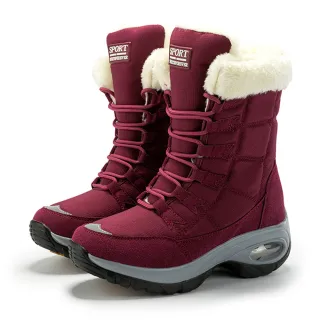【MINE】保暖雪靴 防潑水雪靴/防潑水機能保暖防寒運動風時尚造型雪靴(酒紅)