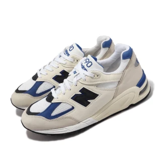 【NEW BALANCE】休閒鞋 990 V2 米白 藍 黑 男鞋 美製 復古 經典 麂皮 NB(M990WB2-D)