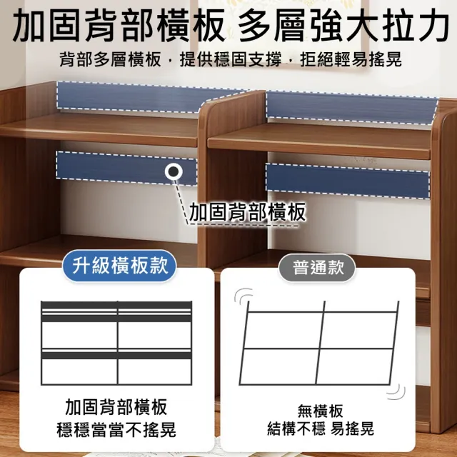 【MINE 家居】簡約書架 桌上架 白橡木色三層四格款 100*20*65cm(書架/收納架/書櫃) 