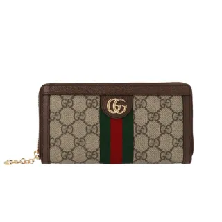 【GUCCI 古馳】Ophidia GG Zip 拉鍊 卡夾 皮夾 長夾 棕色 523154